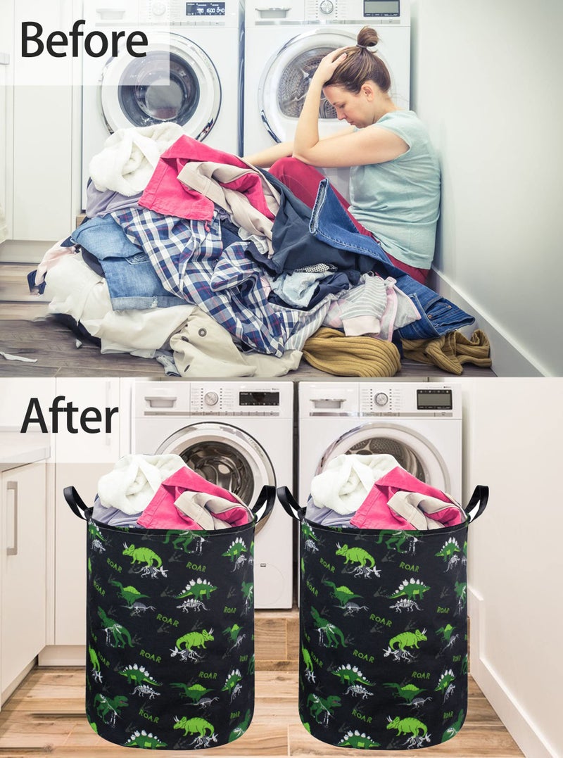ESSME Kids Hamper,Dinosaur Laundry Hamper Collapsible Canvas Dinosaur Storage Basket for Boys Room Decor, Nursery Hamper,Gift Baskets,Home Organizer(Dinosaur laundry hamper) - Image 4
